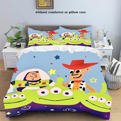Nieuw Ontwerp Toy Story Beddengoed Sets Buzz Lightyear Woody Dekbedovertrek Beddengoed Dekbedovertrek Kussensloop 2-3 Delige Sets EU Double 200x200cm