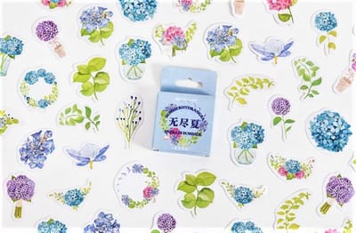 Set met 46 stickers - Hortensia - Flower Sticker - Hortensia's - Bloemen sticker - Bulletjournal sticker - Scrapbooksticker - Agenda Sticker