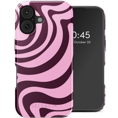 Selencia Hoesje - Geschikt voor Apple iPhone 17 - Backcover geschikt voor MagSafe - Wavy Swirl Pink Plum
