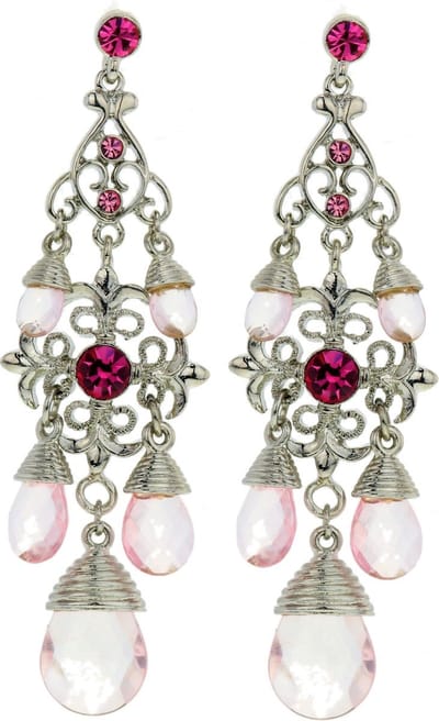 Behave - Oorhangers met roze stenen - Elegante stijl - 8 cm