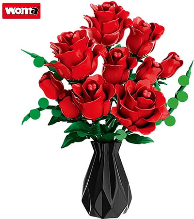 Woma 11156 Rozen Bloemen Boeket bouwset | Botanical Flowers Collection 2025 modelbouw | Classic Creator bonsai speelgoed bouwpakketten voor volwassenen & kinderen | DIY icons kunstbloemen bloemenpracht geschikt voor Lego | bouwdoos met 443 bouwstenen