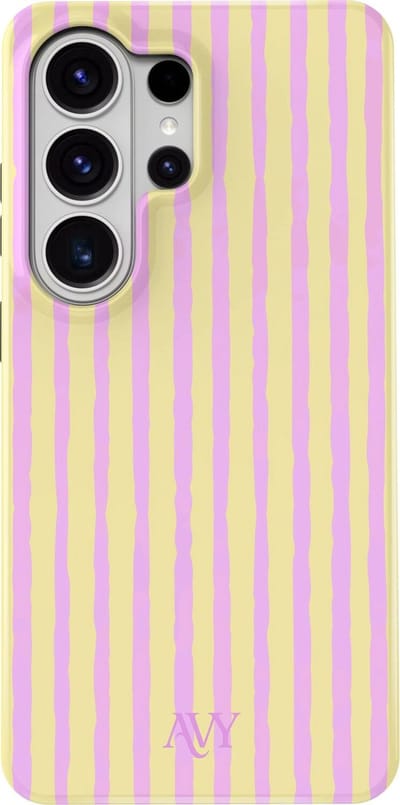 AVY Hoesje geschikt voor Samsung Galaxy S26 Ultra | Pink Lemonade | Strepen | Roze & Geel | Hard Shell Back Cover | Compatibel met MagSafe & Qi2