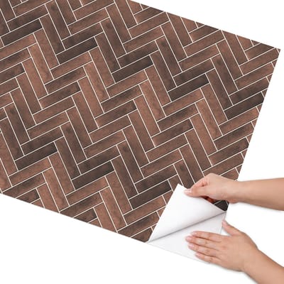 Coloray Meubel Wrap Folie - Bruin Meubelfolie - 75x150 cm - Wrapfolie Keuken Visgraatpatroon van bakstenen - Decoratiefolie - Industrieel / Loft Meubelfolie - Meubel Wrap Folie - Woonkamer decoratie - Achtergronden en patronen