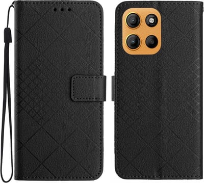Coverup Hoesje - Geschikt voor Motorola Moto G15 / G17 (Power) Hoesje - Coverup Rhombus Book Case - Zwart