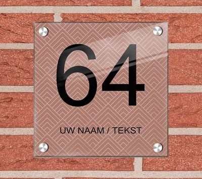 Naambordje voordeur plexiglas 25x25x0,5 cm model 1103 - Huisnummerbordje, naambordjes, naambordje huis, naamplaatjes, huisnummer bord, huisnummer bordje, originele naambordjes voordeur, huisnummerbord met naam, originele huisnummer bord