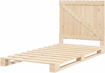 Bedframe met hoofdbord - Eenpersoonsbed - Goede nachtrust - Massief grenenhout - 100x200 cm - Naturel