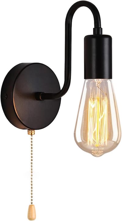 Wandlamp Binnen met Snoer - Wandlamp met Stekker voor Binnen - met Dimbare Schakelaar - Industrieel en V - Energiezuinig
