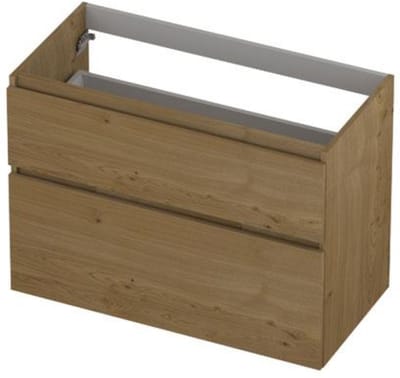 INK - Onderkast 2 Laden Greeploos Fineer Eiken met Houten Keerlijst A-symmetrisch - 900x450x650 Mm - Natur Fineer