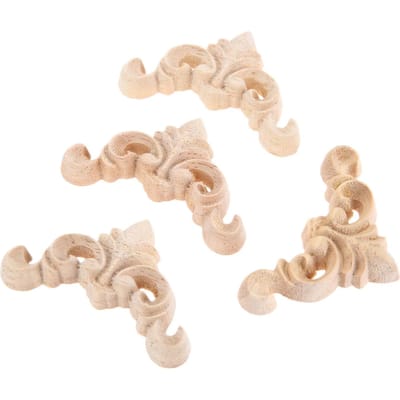 4 stuks of 1 stuk 4 cm Houtsnijwerk Hoek Decoratie Ongeverfd Hout Gesneden Decoratie Inlegwerk Applique Frame Meubels Kast Deur Stijl