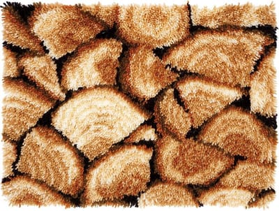 Vervaco - Knooptapijt kit - Houtblokken - PN-0157818 - Borduren - Borduurpakket - Borduurpakket volwassenen - Borduurpakket kind