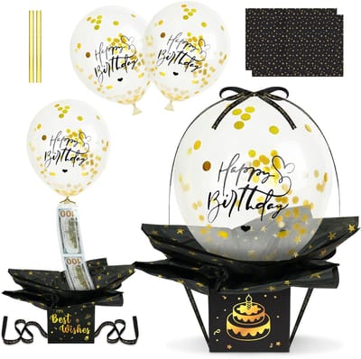 Dailygoods - OFFCUP Verrassingsdoos met Ballonnen, Geldcadeaus voor Een Verjaardag, Happy Birthday Geschenkdoos, Geldcadeau voor Een Verjaardag, Geldcadeau Inpakken voor Uw Familie, Kinderen en Vrienden