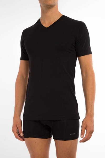 Claesen's® - T-Shirt Zwart V-Neck Cotton/Lycra 2-PackCL 1223-Black-S