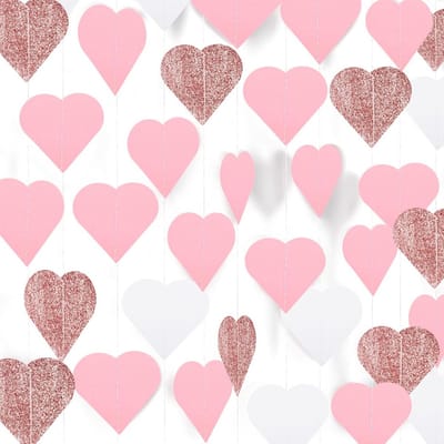 Dailygoods- Hart Garland 120 Stuks - 3D Papier Slinger - Feestdecoratie - Valentijnsdag - Bruiloft - Verjaardag - 4,2 Meter Lang