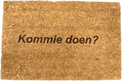 Deurmat met tekst - Deurmat kokos - Deurmat binnen - Kommie doen? - 40x60 cm - Bruin