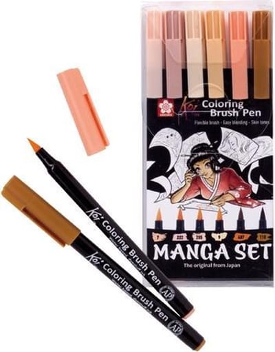 Sakura Unieke Manga-collectie van 6 Koi Colouring Penseel Pens