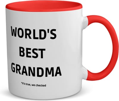 Akyol - world's best grandma it's true we checked koffiemok - theemok - rood - Oma - werelds beste oma - verjaardag - cadeautje voor oma - oma artikelen - kado - geschenk - 350 ML inhoud