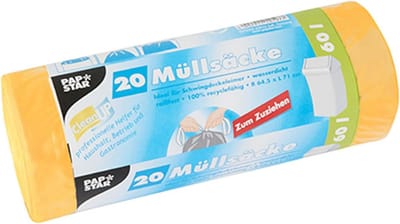 Vuilniszakken met trekband - Afvalzakken - Huishoudelijk afval - Trekband sluiting - 60 liter - Geel