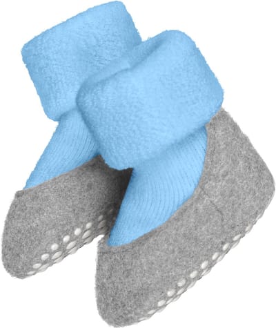 FALKE Baby Cosyshoe Noppen op de zool wol huissokken baby blauw - maat 15-16