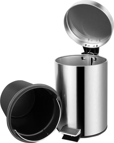 Badkamer prullenbak pedaalbak - Exclusieve cosmetica-emmer van roestvrij staal - Accessoires mini-emmer - Mat (geborsteld roestvrij staal) - 3 liter