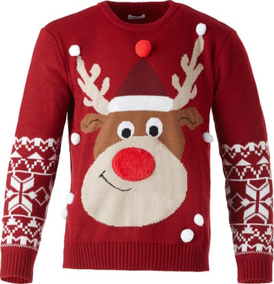 dressforfun - Kersttrui Rudi Rendier voor kinderen 104 (3-4y) - verkleedkleding kostuum halloween verkleden feestkleding carnavalskleding carnaval feestkledij partykleding - 303320