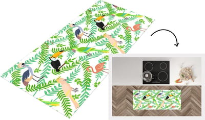 Keukenloper - Loper keuken - Jungle - Vogel - Patronen - 120x50 cm - Keukenloper vinyl
