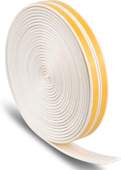 Afdichtingstape voor deuren en ramen, zelfklevend, deurafdichting, raam, anti-botsing, rubberen afdichting, afdichtingstape, 12 m, wit