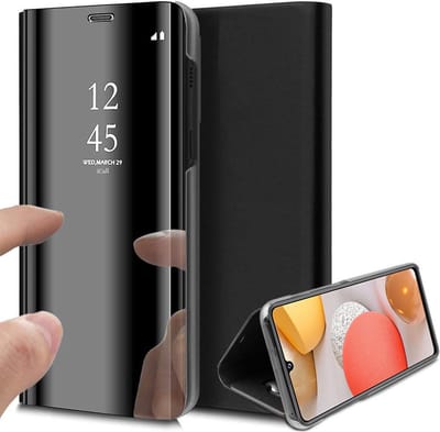 Hoesje geschikt voor Samsung Galaxy A42 - Book Case Spiegel Zwart