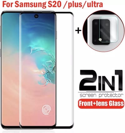 Samsung Galaxy S20 Screen protector Tempered Glass  Full Cover 3D Edge + camera lens screen protector, Glass, Beschermglas, Glazen bescherming 2.5D 9H 0.3mm van HiCHiCO
