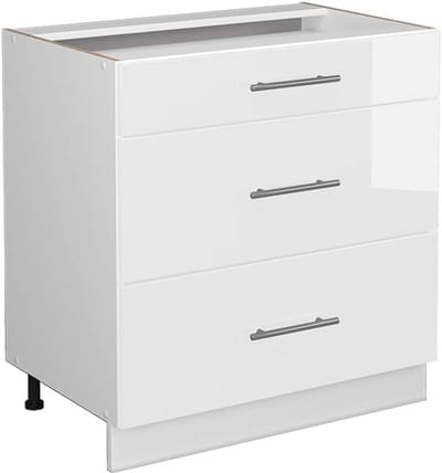 Ladeonderkast 80 cm Wit Hoogglans - Modulaire Keukenunit met Softclose