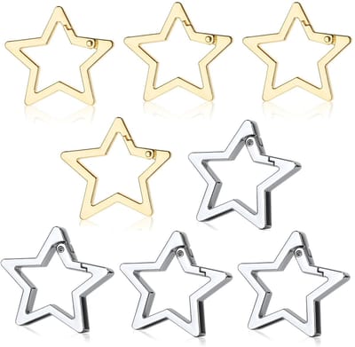 Dailygoods- Karabijnhaak Stervormig - 8 Stuks - Zinklegering - Sleutelhanger - Outdoor - Duurzaam - Roestvrij