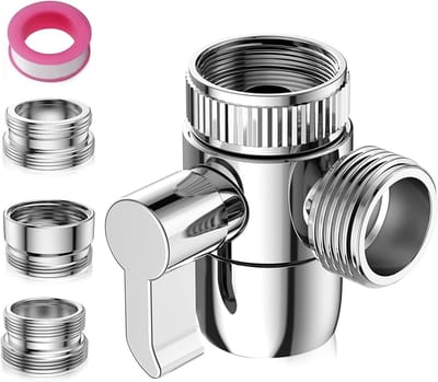 3-weg kraan omschakelventiel, 3-weg omschakelventiel diverter ventiel messing met adapter voor M22 M24 G1/2 kranen voor keuken badkamer douchesysteem wastafel douche