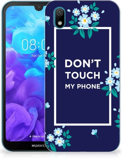 Huawei Y5 (2019) Silicone-hoesje Flowers Blue DTMP