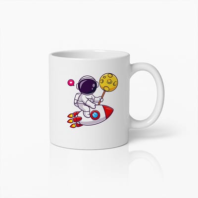 Schattige Astronaut op Raket Mok – Leuke Ruimte Cartoon Beker voor Kinderen, Ruimtefans & Cadeautips