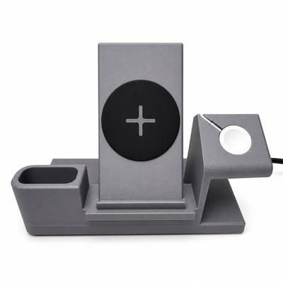3-in-1 Oplaadstation Geschikt voor iPhone, AirPods en Apple Watch – Draadloze Oplader Dock – Bureau Organizer – Kabelmanagement Houder – Grijs