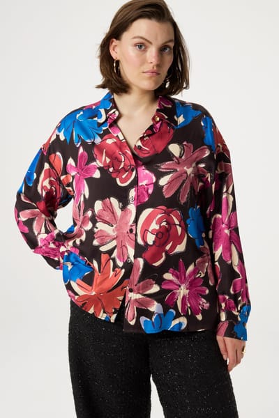Fabienne Chapot Gabriel Blouse Black/bright Blue Maat: 38-40 | Longsleeves Outlet | Dames | Zwart