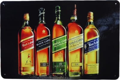 Johnnie Walker - Metalen wandbord - Tekstbord - Wandborden – Retro wandbord - Vintage borden - Whiskey - 20 x 30cm - Cave & Garden