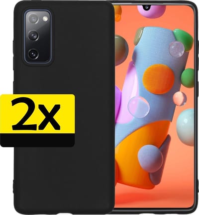Hoesje - 2 Stuks - Geschikt voor Samsung Galaxy A41 - Sterk & Shockproof - Case Siliconen - Back Cover - Telefoon Hoes - Telefoonhoesjes - Zwart