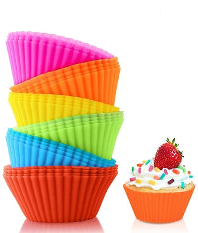 24 siliconen cupcake bakvormpjes - Veelkleurige cupcakes - Felgekleurde muffin bakvormpjes - Herbruikbare en antiaanbak muffinvormpjes - Kleine bakvormpjes en truffelcakevormset - Geschikt voor feestjes, Halloween, Kerstmis - Veelkleurig