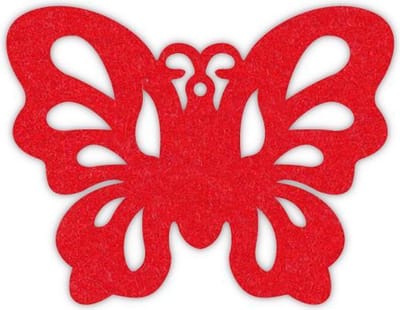 Vlinder onderzetter - Vilt - Rood - 6 stuks - 10,5 x 9,5 cm - Tafeldecoratie - Glas onderzetter - Cadeau - Woondecoratie - Woonkamer - Tafelbescherming - Onderzetters Voor Glazen - Keukenbenodigdheden - Woonaccessoires - Tafelaccessoires