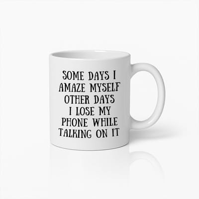 Grappige "Soms Verbaas Ik Mezelf" Mok – 330ml Humoristische Keramische Koffiebeker – Perfect Cadeau voor Telefoonliefhebbers en Excentrieke Persoonlijkheden