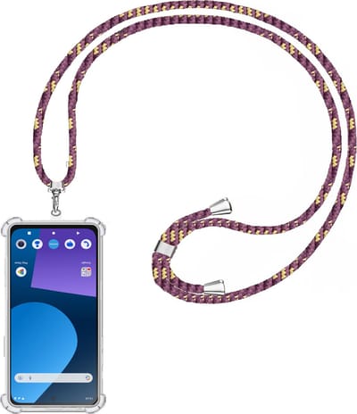 Telefoonkoord + Hoesje Geschikt voor Fairphone 5 - Lengte Verstelbaar - Telefoonketting - Shock Proof Case - Paars