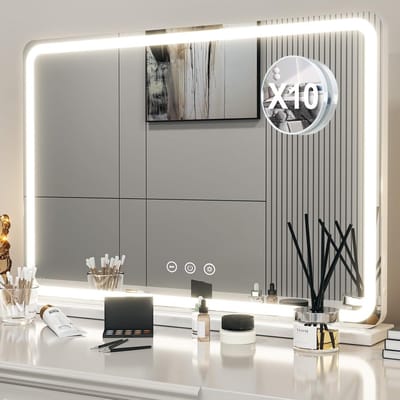 Make-up Spiegel 80x55 cm met Dimbare LED Lampen, 3 Verlichtingsmodi en Geheugenfunctie