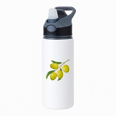 Hacebo® - Olijven waterfles met rietje zwart - Fruitschaal - Fruit liefhebbers - mediterane vrucht - gezond eten - water fles - 650ML