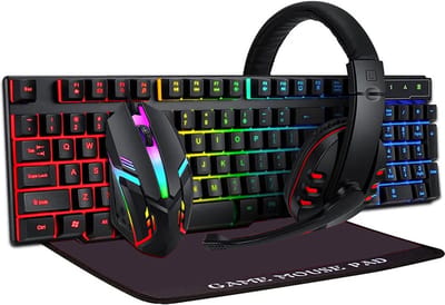 AOAS 4 in 1 Pro Gaming set - Game set - Toetsenbord - Keyboard - Hoofdtelefoon - Headphone - Muis - Mouse - Muismat - Mousepad - RGB Led