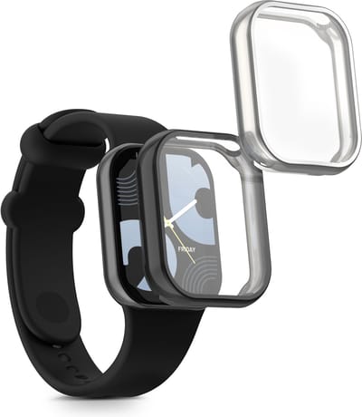 kwmobile 2x smartwatch hoes geschikt voor Xiaomi Mi Band 8 Pro hoesje - Siliconen sporthorloge cover - Activity tracker case in zwart / zilver