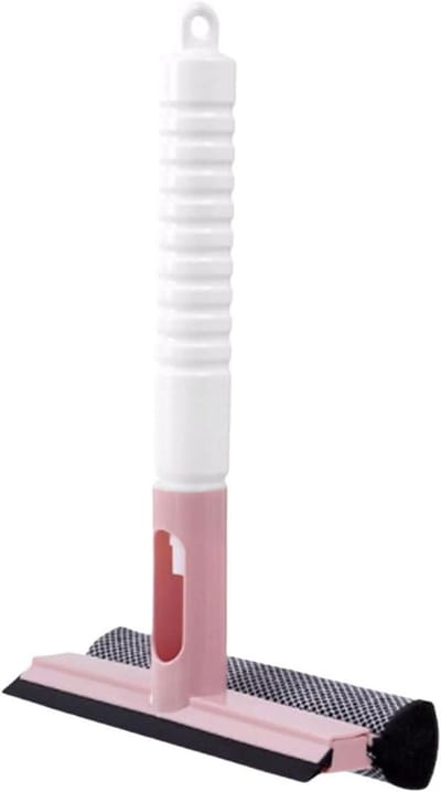 Multifunctionele Trekker - Schoonmaak Rakel - Glas Reinigen - Met Geïntegreerde Spons - 20 cm Breed - Lichtrood