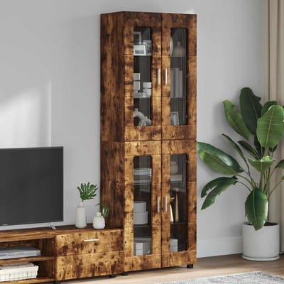 vidaXL - Highboard - FLORIN - 60 - x - 35 - x - 182 - cm - Rook - Eiken - Bewerkt - hout