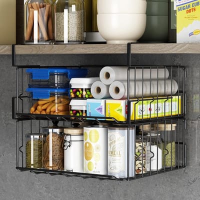Opvouwbare Draadmesh Opbergrekken voor Keuken - 2-Pack, Ruimtebesparend, Stevig en Duurzaam, Geen Montage Vereist