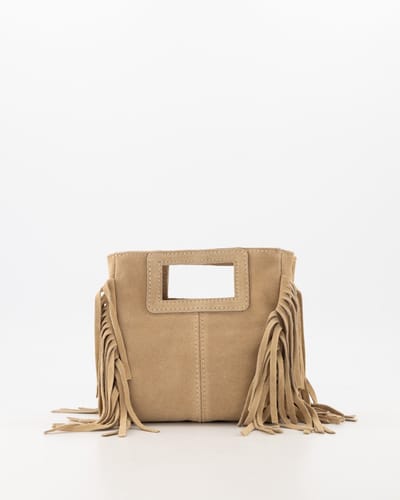 Teatro - Sylvie - Handtasje - Crossbodytasje - Suede - Leer - Zand - Franjes - Klein