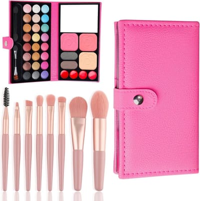 33 Kleuren Kindermake-up Set met 8 Kwasten, Wasbare en Niet-Giftige Cosmetica voor Meisjes, Perfect voor Verjaardagen en Halloween Feestjes